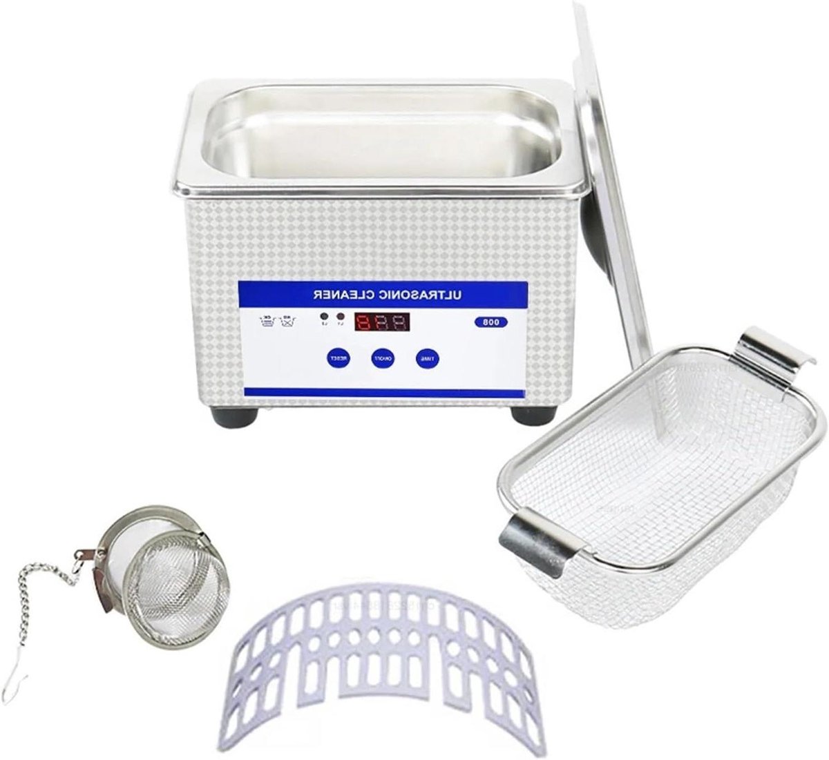 Ultrasone Reiniger - Schoonmaakapparaat - Sieraden Reinigen - 40 KHz Krachtige Transducer - 08L Tank - Zilver