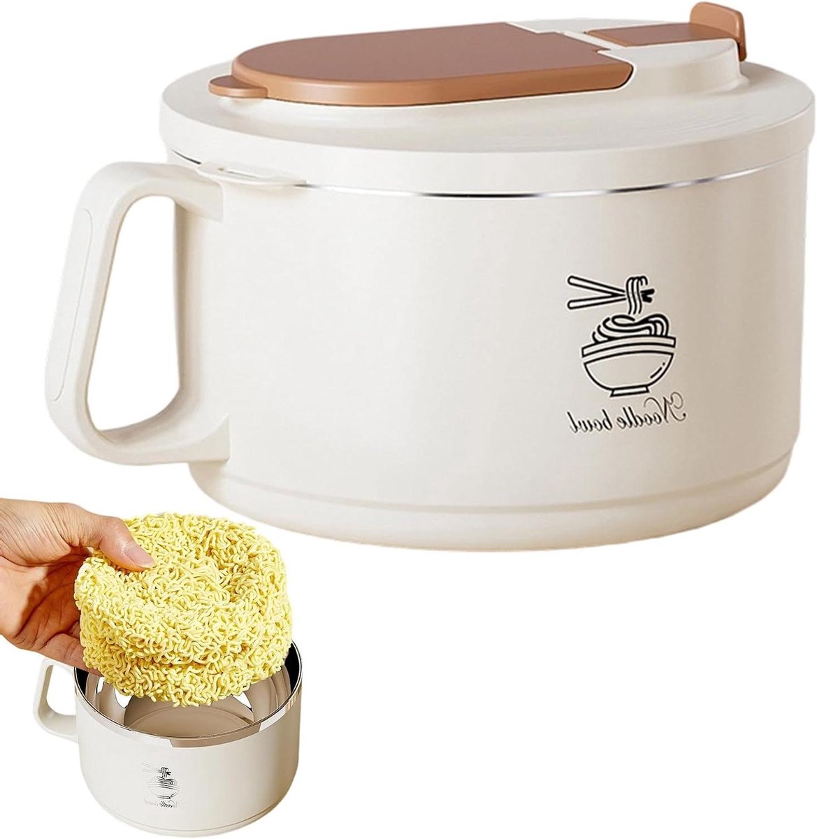 Lunchcontainer Lekvrij - Maaltijdbak - Eten Meenemen - Inklapbaar Bestek - 1650 ml - Beige