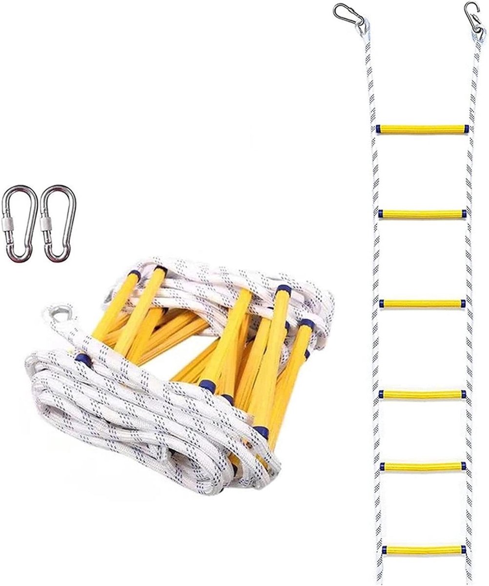 Touwladder - Veiligheidsladder Vluchtladder - Noodsituaties Ontsnapping - Vlamvertragend Duurzaam Materiaal - 7 Meter - Wit