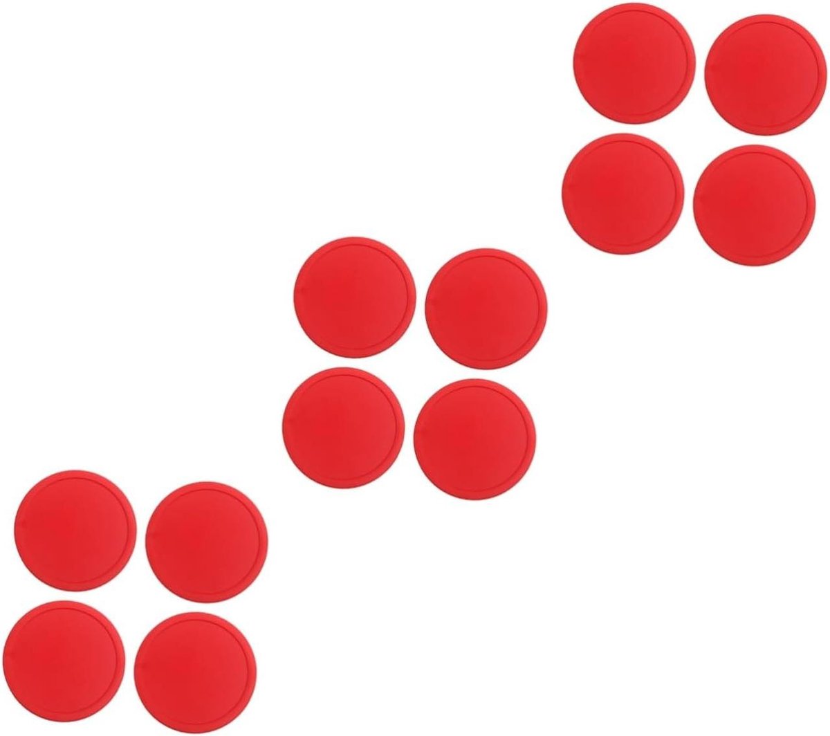 Air Hockey Peddels - Pushers Set - Spelplezier Vergroten - Ergonomisch Ontwerp - 12 Stuks - Rood