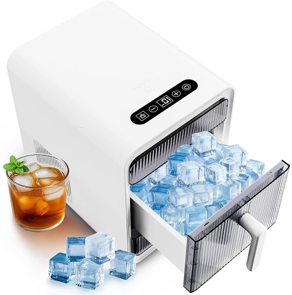 IJsmaker Aanrecht - Compacte IJsblokjesmaker - Drankjes Koelen - Zelfreinigend Systeem - 12 Stuks/10 Min - Wit