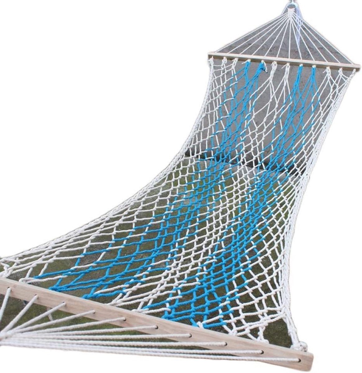 Tuin hangmat - Mesh hangmat - Buiten ontspannen - Dikke katoenen touw - 200 x 80 cm - Blauw