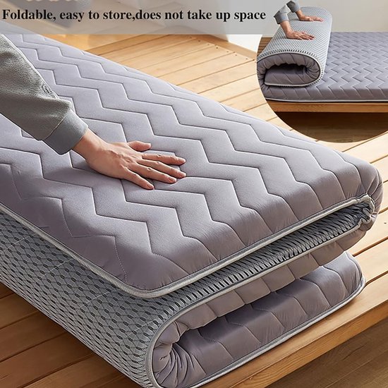 Draagbare Vloermatras - Vouwbaar Futon - Comfortabel Slapen - Ademend Katoen - 80x190cm - Blauw — afbeelding 2