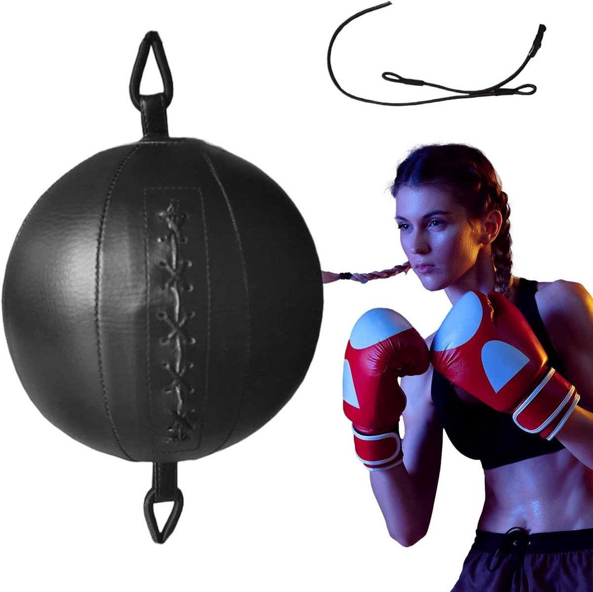 Boksbal - Reflextrainer - Verbeter Coördinatie - Solide Duurzaamheid - 20 cm Diameter - Zwart