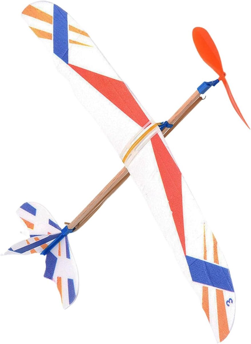 Vliegtuig met elastiek - Zweefvliegtuig speelgoed - Buiten spelen - Evenwichtige vliegstabiliteit - 363 x 106 cm - Veelkleurig