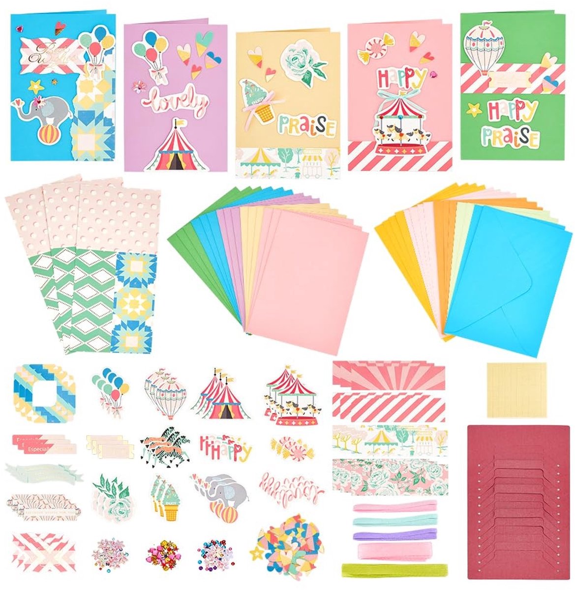 Dailygoody - Handgemaakte DIY Wenskaart Kits - Uitnodigingskaarten maken - Creatief en persoonlijk - 15 Blanco Kaarten - 15 Kleurrijke Enveloppen - Pe