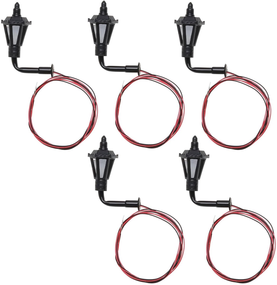 Dailygoody - Spoorweg Lantaarn Wandlampen - Miniatuur Tuinverlichting - Warm Wit - Outdoor LED Verlichting - Geschikt voor N-schaal - 5 Stuks