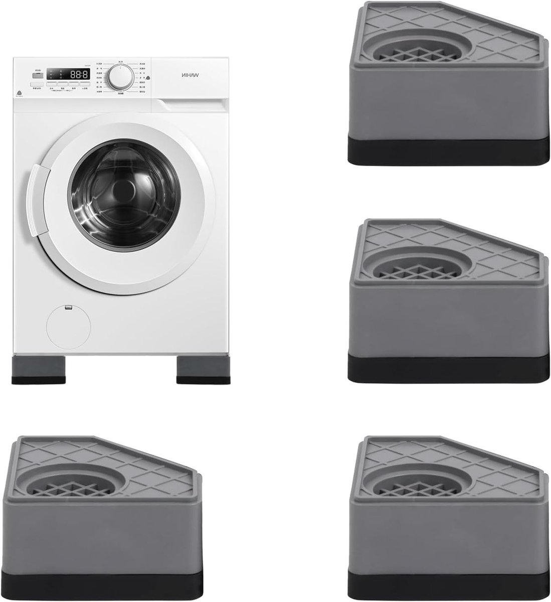 Universele Antivibratie Voeten voor Wasmachine - Rubber, Antislip Pads voor Vloermatten, Droger en Koelkast
