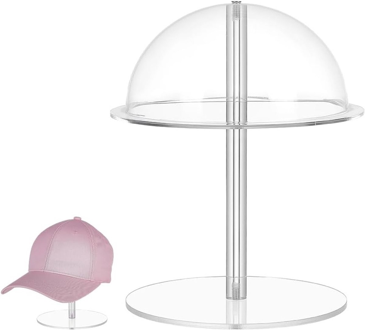Wigstand en Hoedenhouder voor Baseball Caps - Transparante Curved Rack voor Kappen en Accessoires 17x20cm