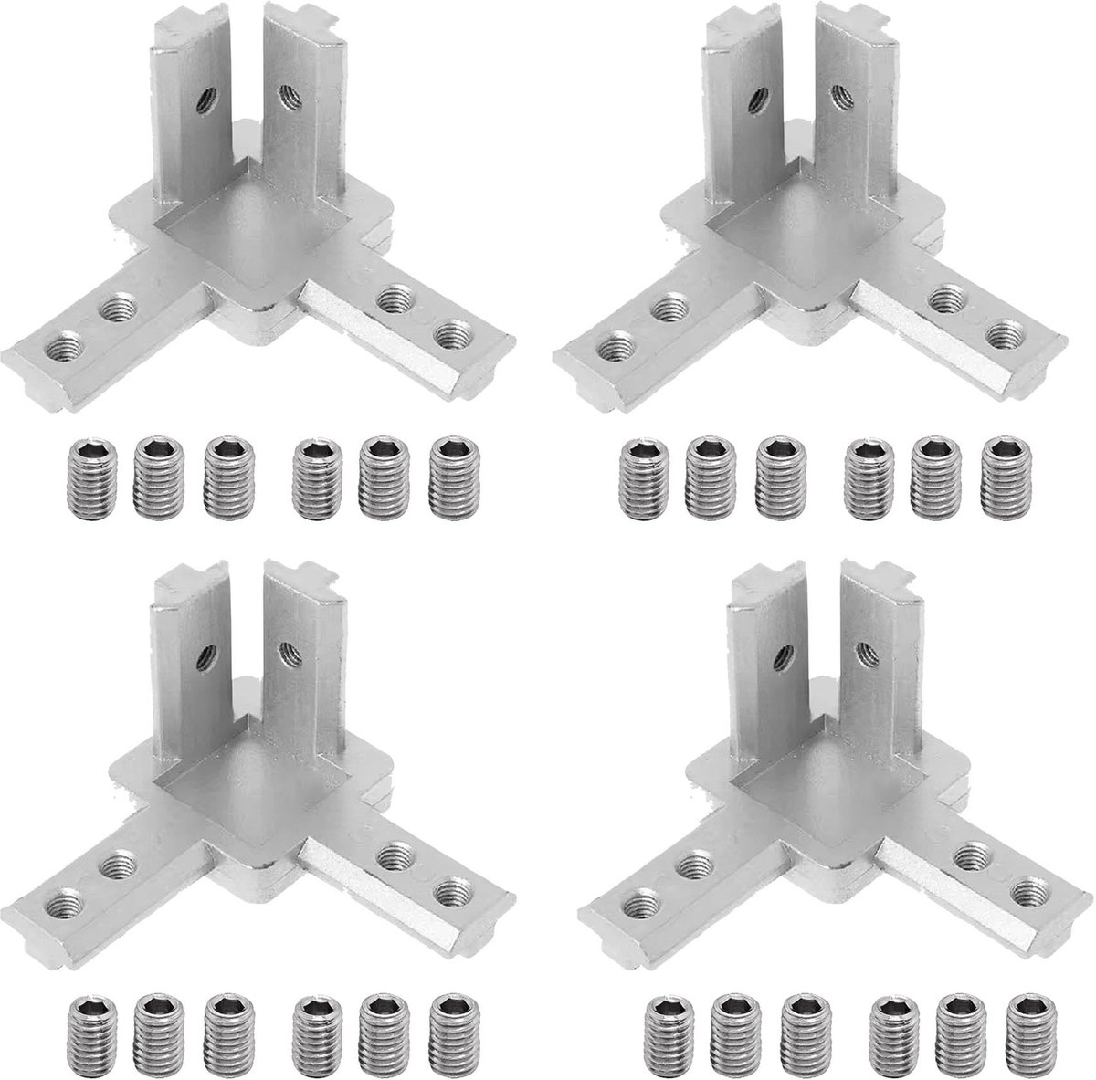 Dailygoody - 4 Pcs 3-Weg Hoekverbindingen - Aluminium Profiel Joints - Ideaal voor Doe-Het-Zelf Projecten - Kleur Zilver - Geschikt voor 2020 3030 404