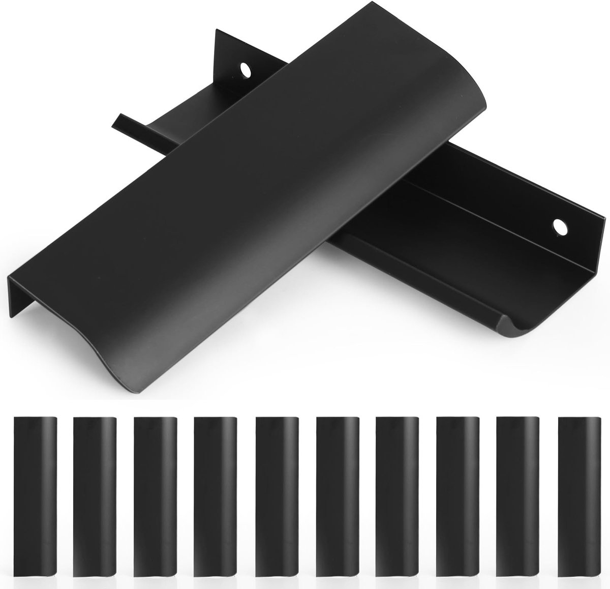Dailygoody - Verborgen Kastdeuren - Handvatten voor Keuken - Ergonomisch Ontwerp - Zwart - Aluminium - 10 Stuks - Geschikt voor Meubels - Modern Design