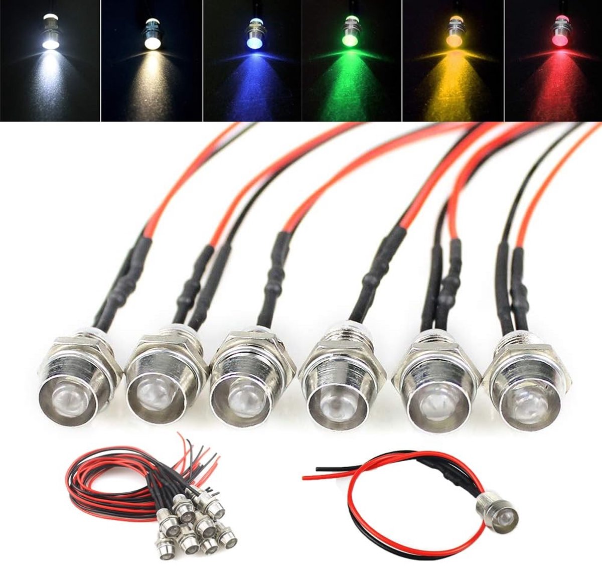 Store_7 - LED-indicatielampje - Signaallampenset - Duurzaam en veilig - 6 kleuren - Voor auto's en boten - Inclusief kabel