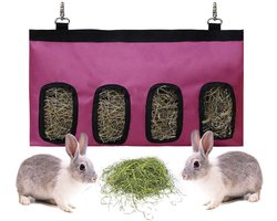 Golden crown - Voederzak voor Konijnen - Hangende Voederoplossing - Rood - Hooi en Groenvoer - Duurzaam 600D Oxford - Geschikt voor Cavia's - Kleur: Rood