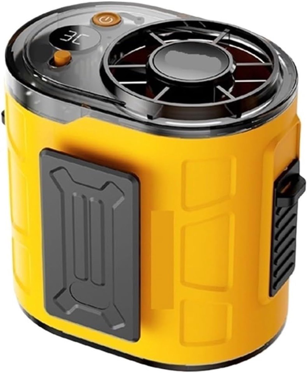 VHV - Tailleventilator met clip - USB oplaadbaar, 100 snelheden, geel model met powerbankfunctie voor camping en buitenwerk