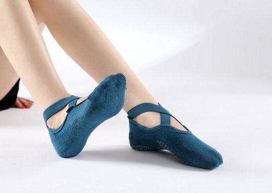 Yogasokken - Sportsokken - Anti slip sokken - Pilates - Teensokken - Gripsokken - Antislip - Fitness socks - Tegen uitglijden - Maat 36-40 - Blauw - Jonyx — afbeelding 3