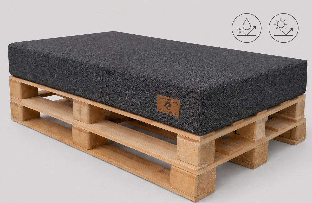 Paletkussen 120x80x15 cm Premium Zitkussen voor Palletbank – UV-bestendig, Waterafstotend, Linnenlook Stof, Afneembare Hoes – Dik Loungekussen voor Tuin en Terras, grafiet