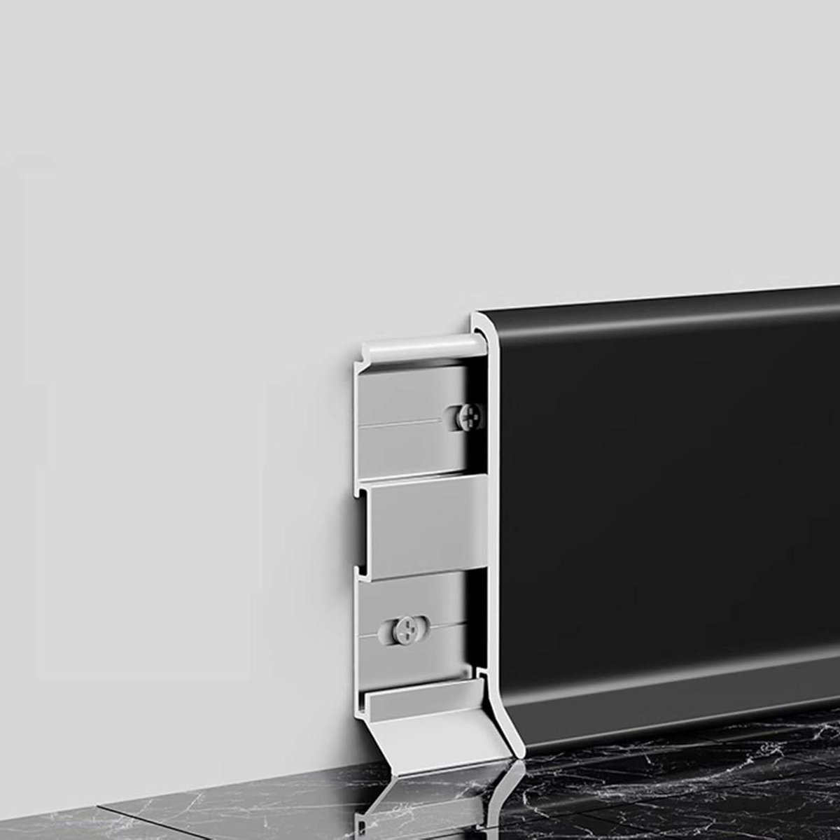 Aluminium Plinten - Wandlijsten Randlijsten - Muren Afwerken - Premium Aluminiumlegering - 125 Cm Stuk - Mat Zwart