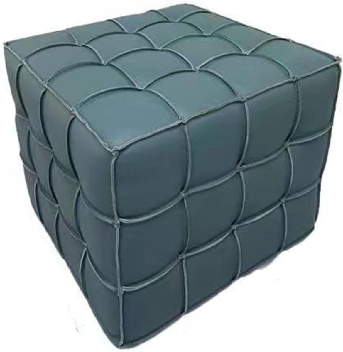 Vierkante Poef - Voetsteun Krukje - Ontspanning Thuis - 3D Geweven Design - 42x42x36 cm - A2
