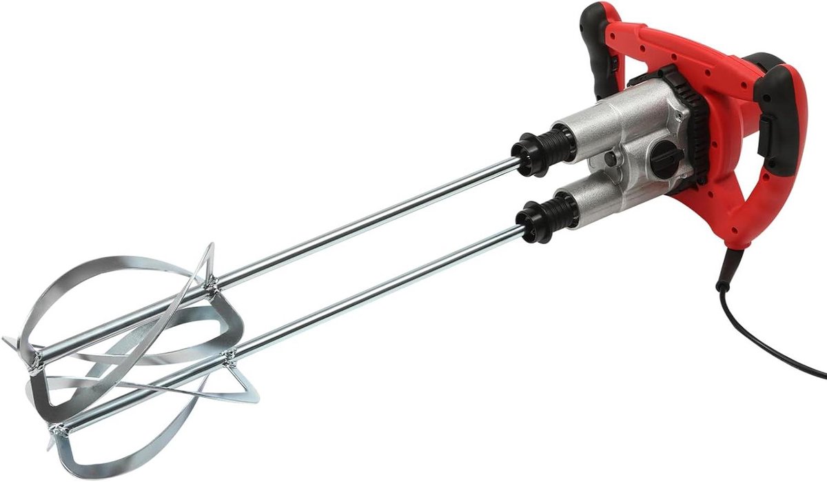 Mortelroerder - Mengmixer - Materiaalmengen - 6 Versnellingen - 1800 W - Rood
