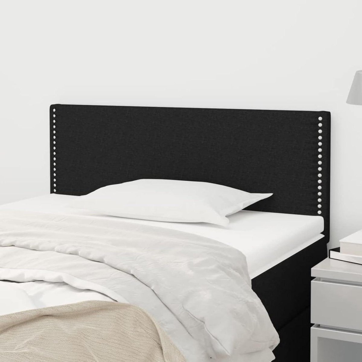 Hoofdbord voor bed - Hoofdeinde stof - Slaapkamer decoratie - In hoogte verstelbaar - 90 x 78/88 cm - Zwart