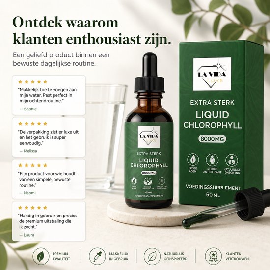 LA VIDA LUXE Chlorofyl Druppels - Liquid Chlorophyll Drops - Extra sterk  8000MG | bol