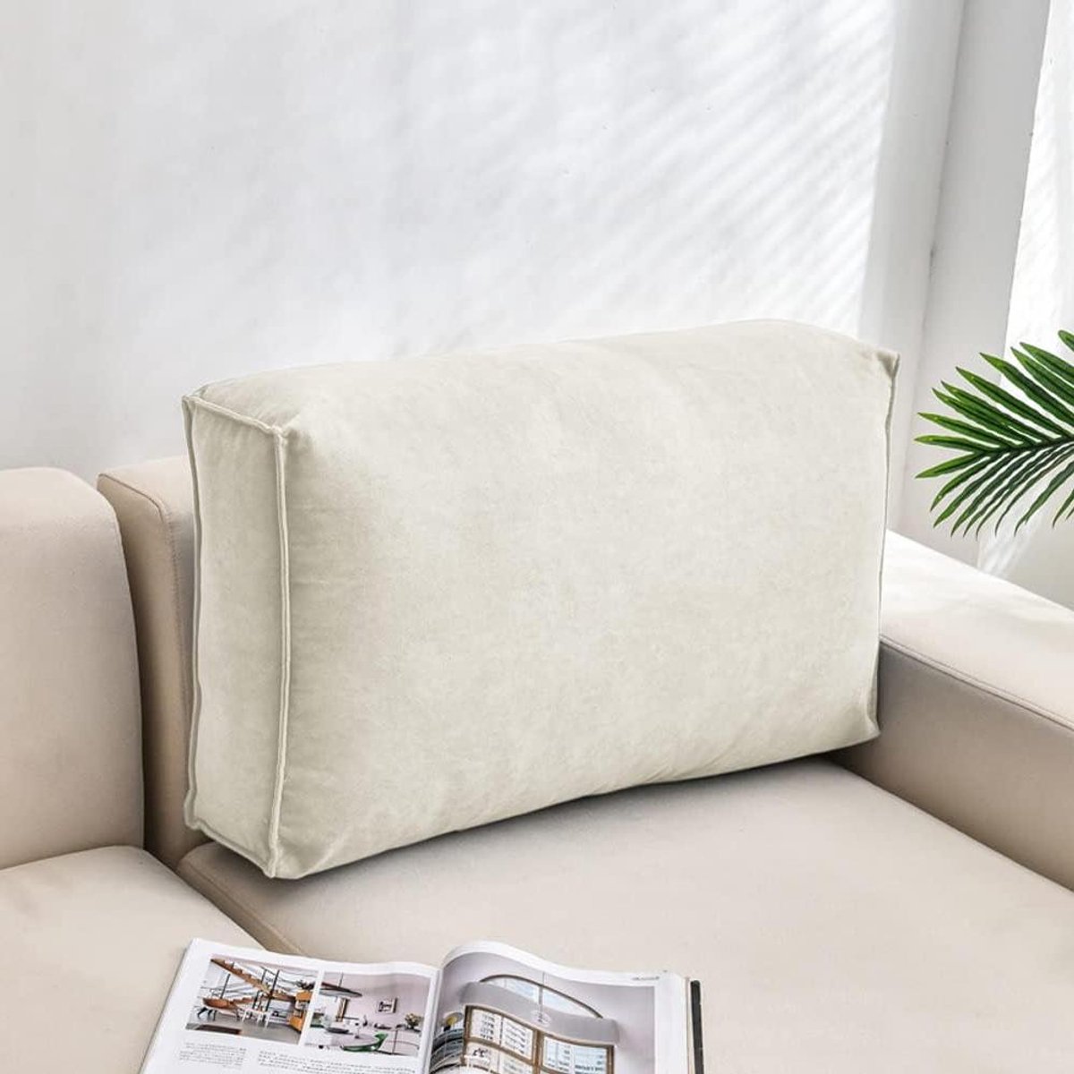Luxe Rugkussen - Leeskussen Hoofdeinde - Ontspannen Zitten - Afneembare Hoes - 60-100 cm - Grijs