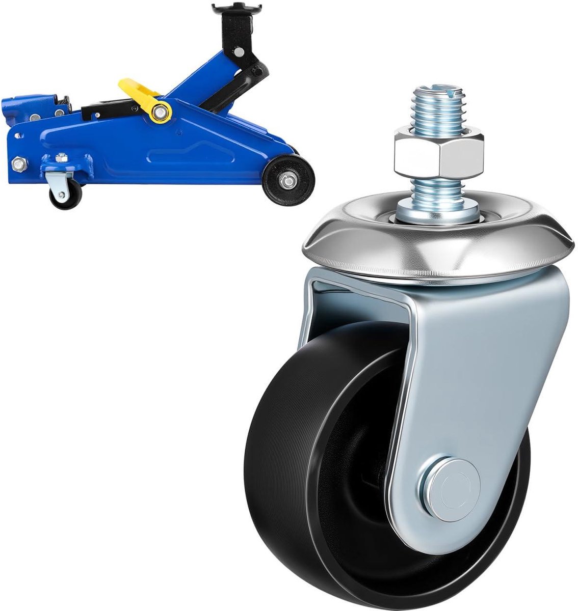 Hydraulische Krik Wielen - Krik Onderdelen - Voertuigen Verplaatsen - Zwaar Draagvermogen - 11 x 6 x 5 cm - Zilver