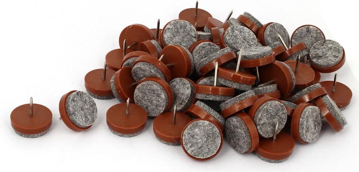 Vilt Glijders - Meubelbeschermers - Vloeren Beschermen - Met Nagel - 28 x 25 mm - Bruin
