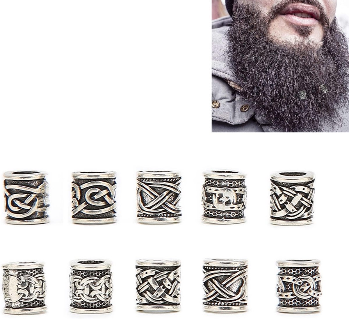 Viking Baard Kralen Set van 10 Stuks, Perfect voor Baardstyling en Accessoires voor Mannen