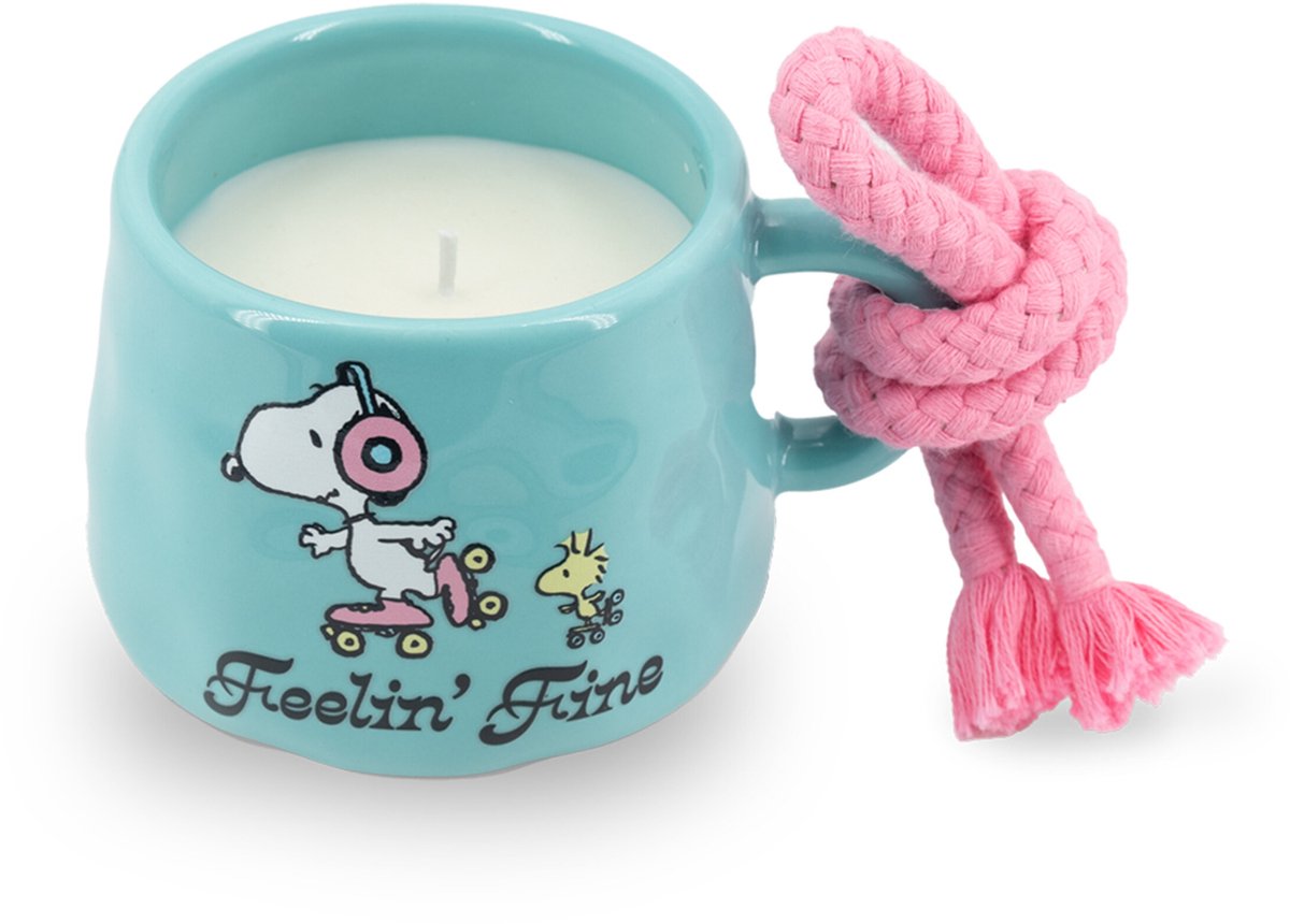 Peanuts Geurkaarsen - in mok - met koord - Feelin' Fine roze