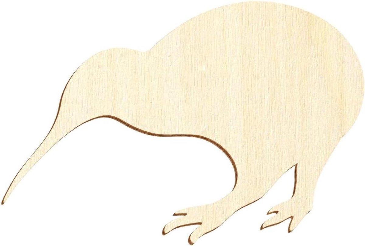 Houten Kiwi Vogel - Decoratie Figuur - Creatief Knutselen - Gelaserd Multiplex - 10 Stuks - Natuurlijk Hout