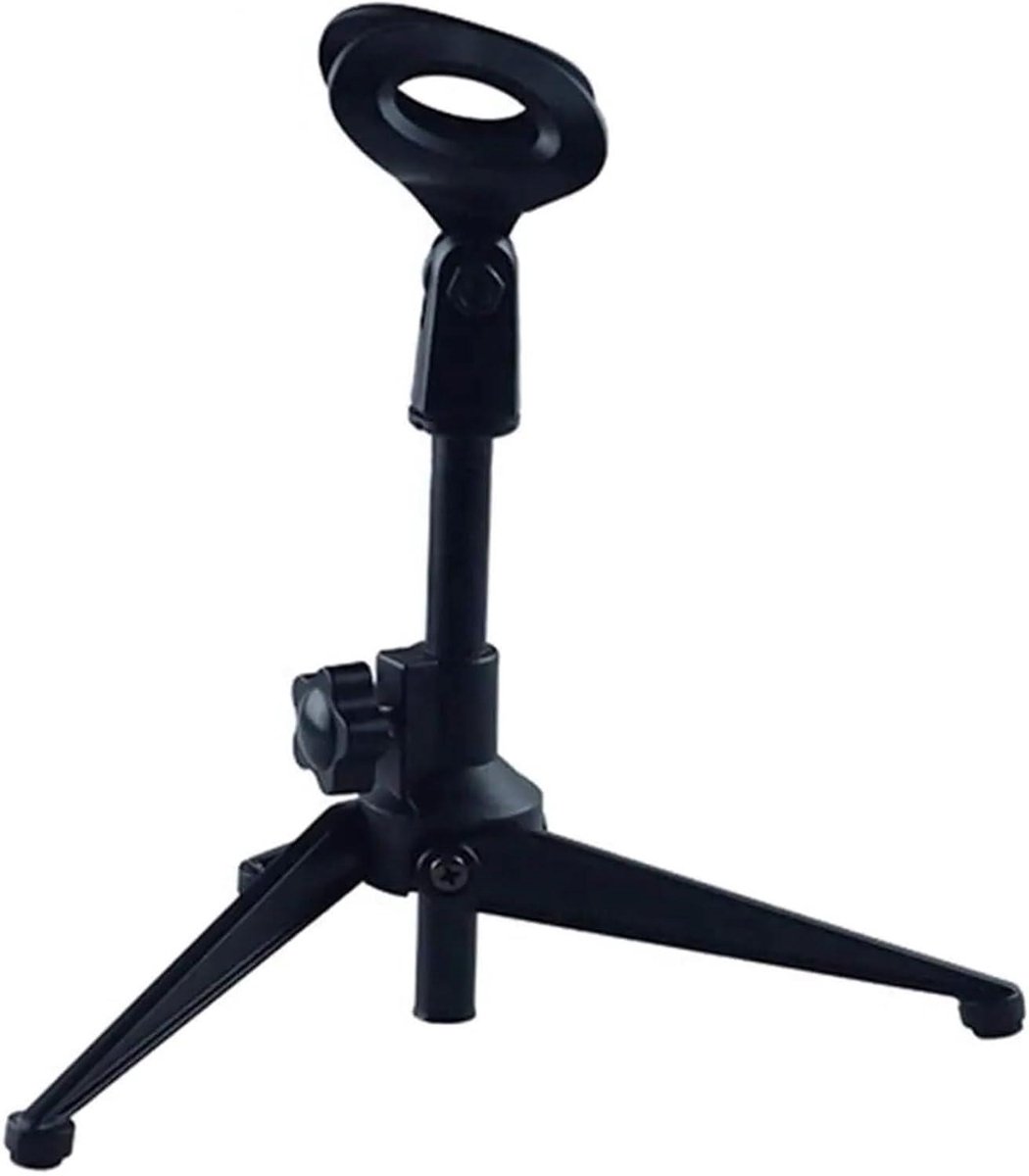 Microfoon Stand - Tafel Statief - Opnemen Zingen - Stabiele Basis - 10 mm - Zwart