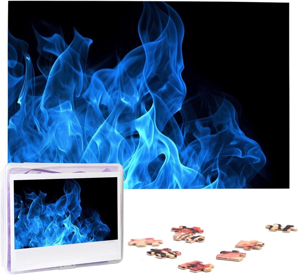 Houten Puzzel - Foto Puzzel - Ontspanning - Gepersonaliseerd Ontwerp - 1000 Stukjes - Blauwe Vlam