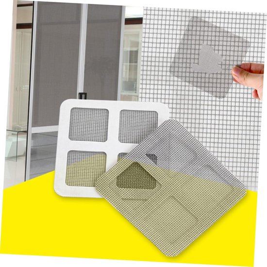 Reparatiepatch Horren - Raamsticker Set - Insecten Buiten Houden - Zelfklevend Gemakkelijk - 10x10cm 21 Stuks - Donkergrijs — afbeelding 4