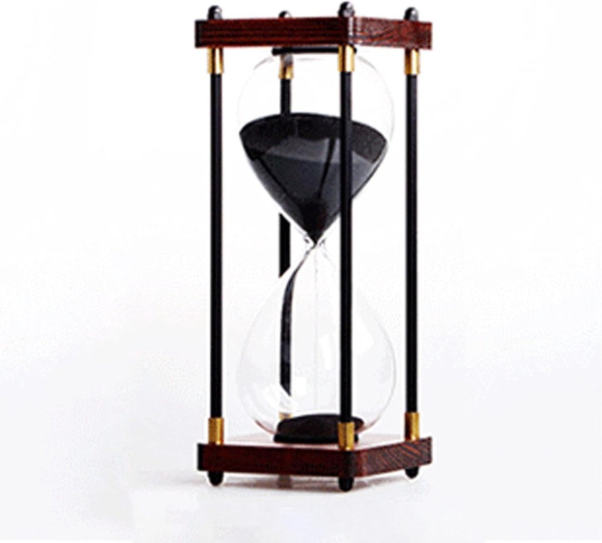 Zandloper Timer - Decoratieve Zandloper - Koken en Spel - Gemaakt van Glas - 24 cm Hoog - Zwart