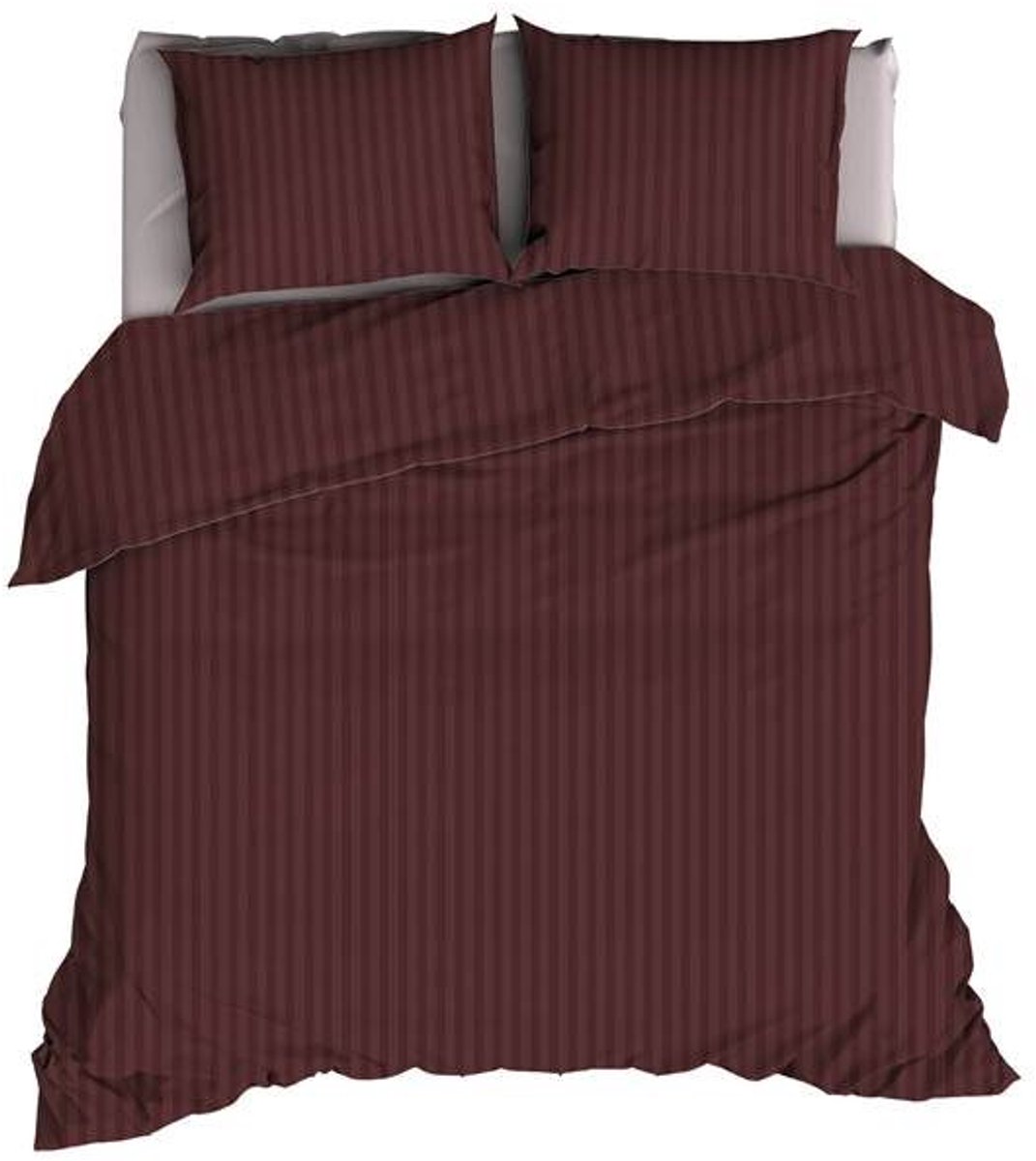 Satin d'Or Satijnstreep Dekbedovertrek - Tweepersoons - 200x200/220 cm - Mokka