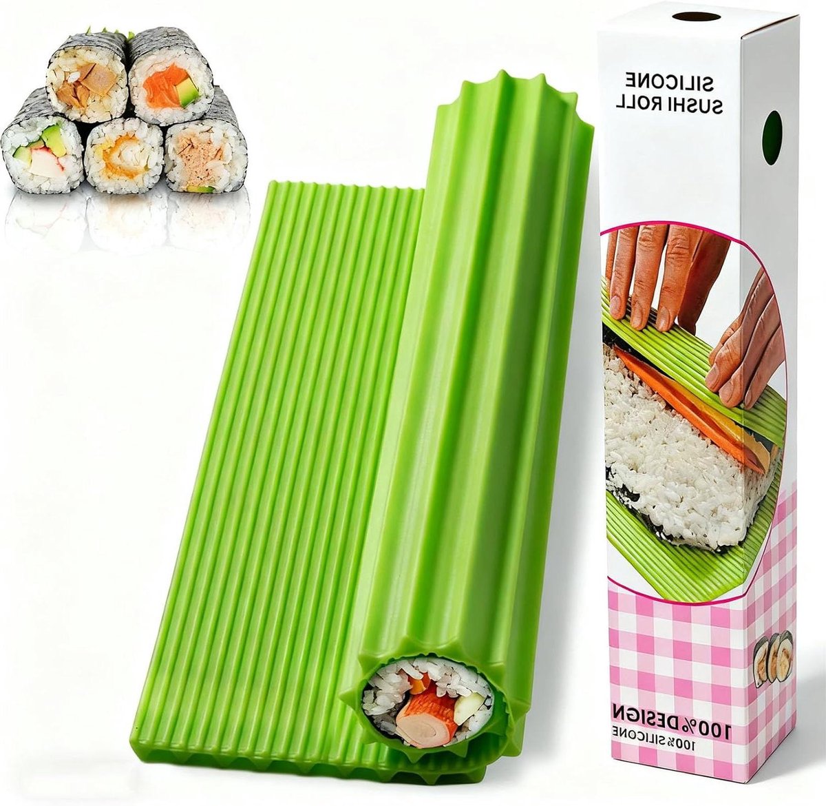 Sushi Rolmat - Keuken Accessoire - Sushi Maken - Antislip Siliconen - 20 x 18 cm - Groen