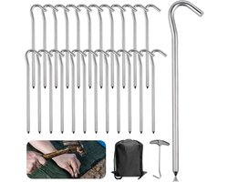 Stable Aluminium 18 cm Tent Pegs with Reflective Rope - I...