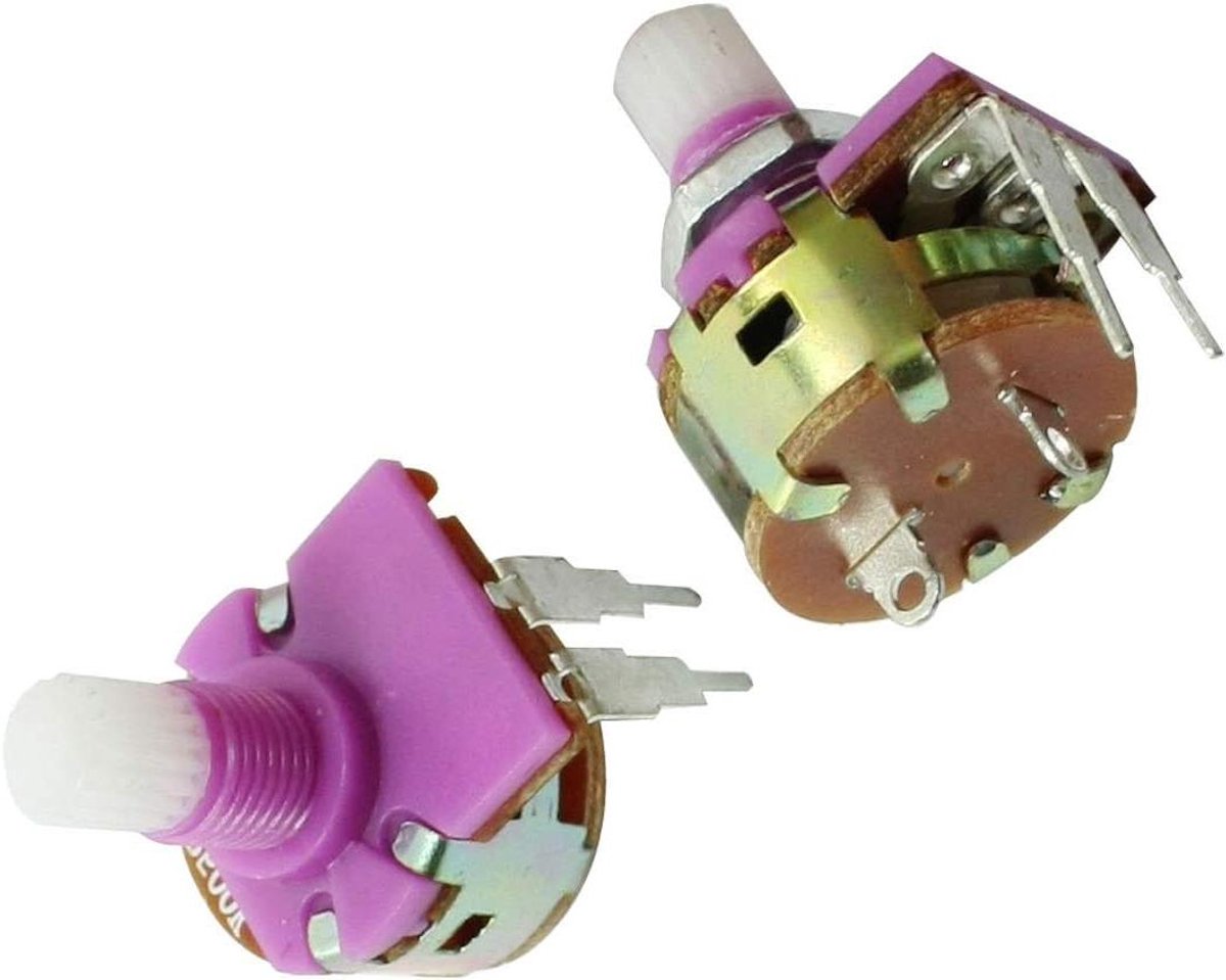Draaibare Weerstand - Regelaar Component - Audio Apparatuur - Gekartelde Schacht - 500K Ohm - Metaal