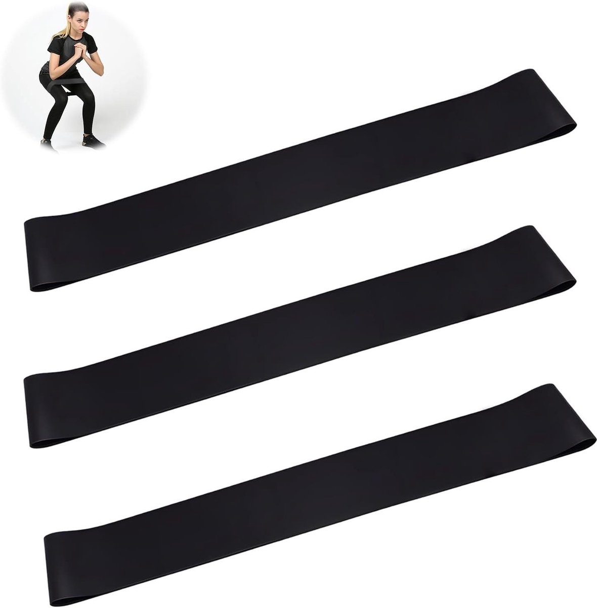 Weerstandsbanden Set - Fitness Elastieken - Krachttraining Thuis - Antislip Rubber - 3 Stuks - Zwart