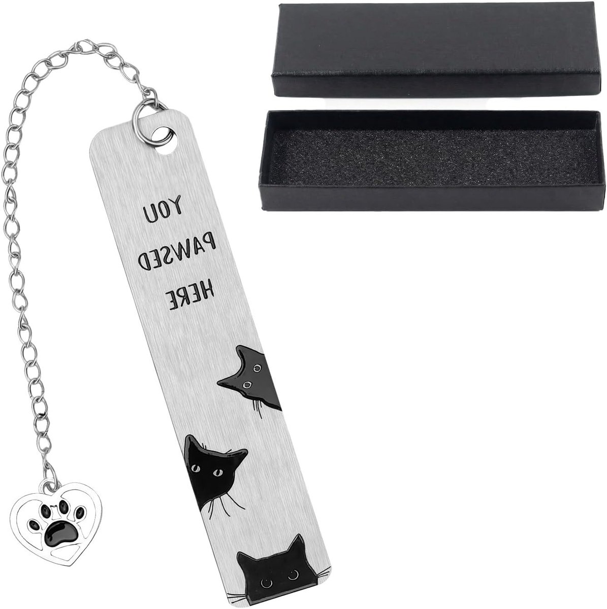 Schattige Zwarte Kat Boekenlegger van Zinklegering – Perfecte Leesaccessoire voor Boekenliefhebbers, Studenten en Cadeaus in Luxe Geschenkdoos