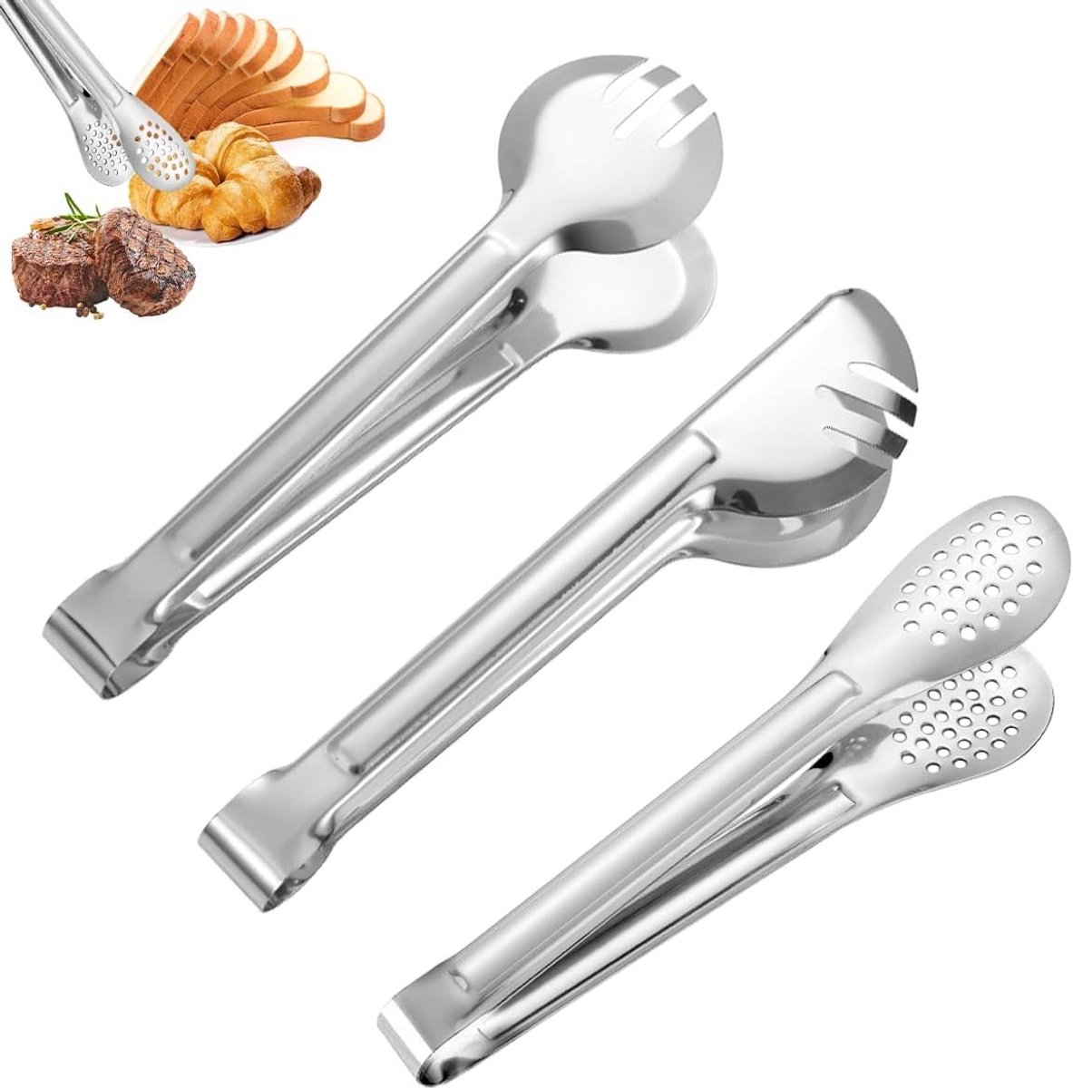 Multifunctionele keukentang set van roestvrij staal voor salades, worst en gebak