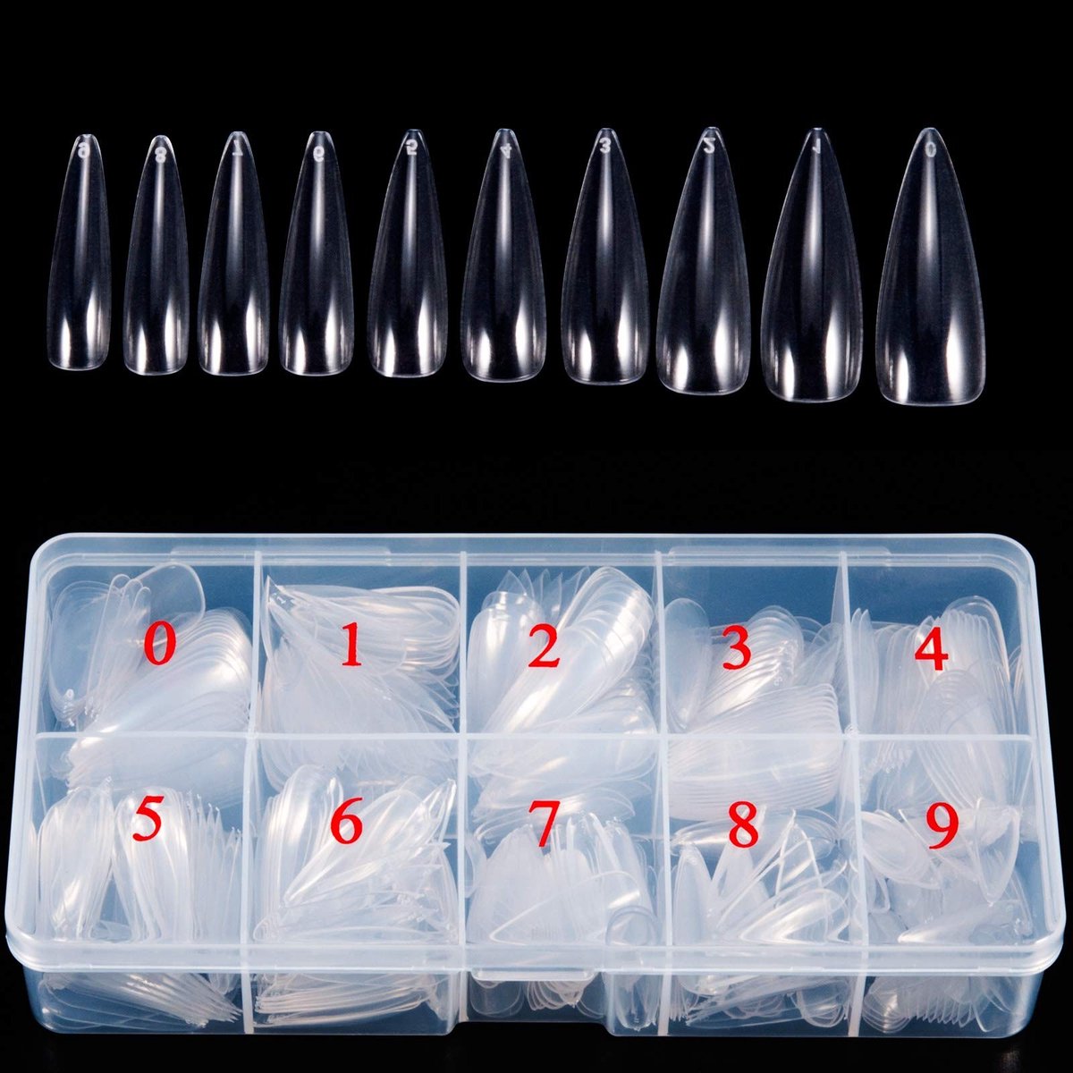 Allecto - 500 Stuks Valse Nagels - Acryl Gelnagels - Volledige Cover - 10 Maten - Perfect voor Nagelstudio's - DIY Nagels - Geschikt voor Beginners