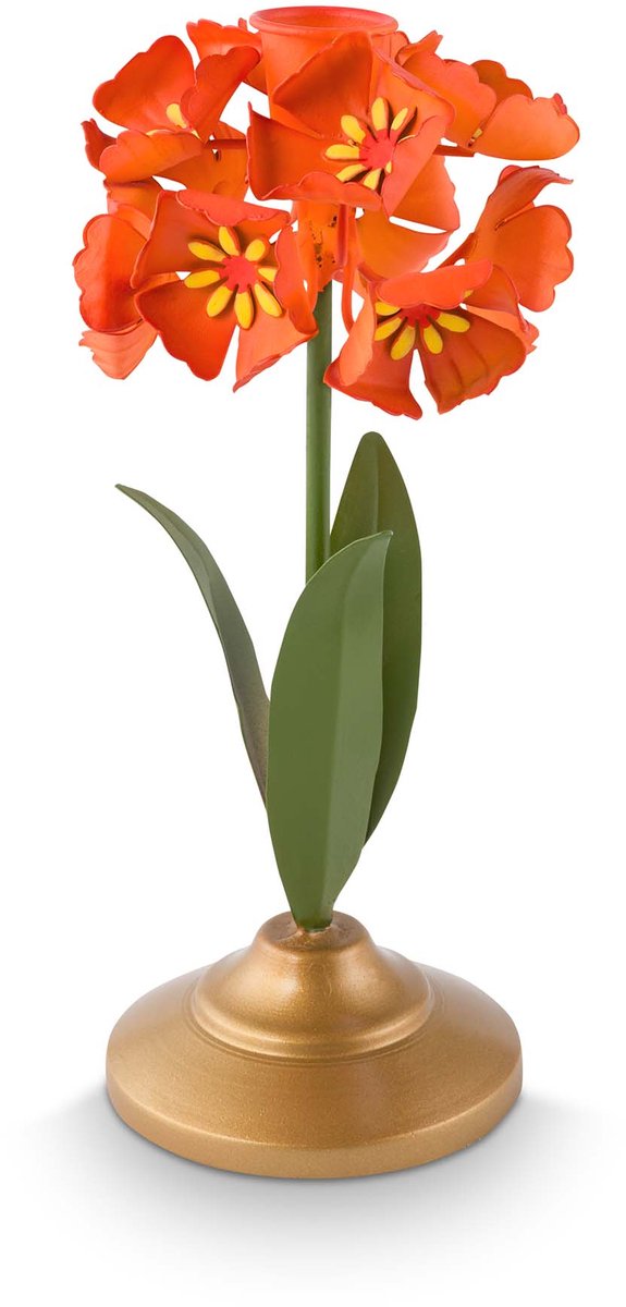 Pip Studio Kaarsenhouders - Bloem - Kandelaar van Metaal - Oranje - 22cm
