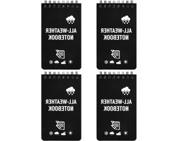 Waterdichte Notitieboekjes Set van 4, Compact 3 x 12 cm, Ideaal voor Buiten, Reisnotitieboek, Weerbestendig Schrijfblok