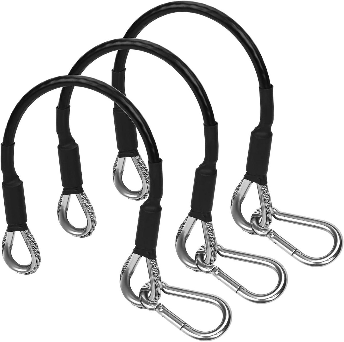 Gym Kabel Verlenging - Fitness Accessoires - Kracht Training - Met Karabijn Haken - 25 cm - Zwart Zilver