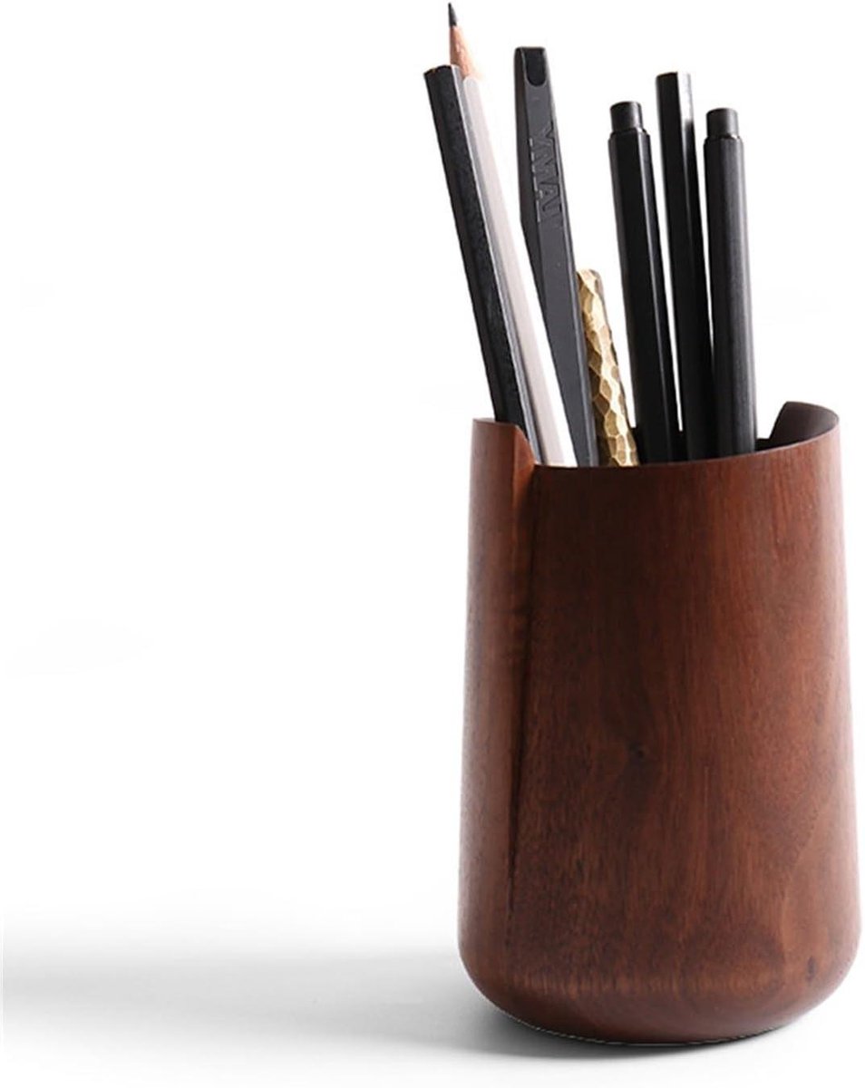 Houten pennenhouder - Bureau organizer - Bureau opruimen - Met houten inzetstuk - 77 x 11 cm - Bruin
