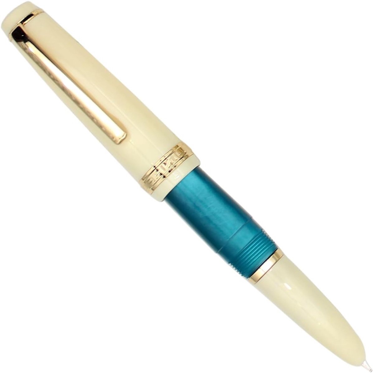 Mini Fountain Pen met Gouden Accenten, Acryl Pocket Pen in Donkerblauw, Verborgen Extra Fijne Penpunt (0.38mm) voor Precisie Schrijven