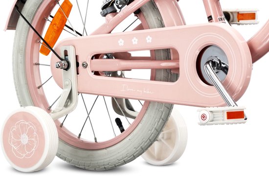 Sun Baby Kinderfiets 16 Inch FLOWER BIKE Retro, Fiets voor Meisje 4-6 Jaar, Max 50 kg - V-brakes, zijwielen, bel, reflectoren, stalen frame, verstelbaar - Roze van Sun Baby — afbeelding 3