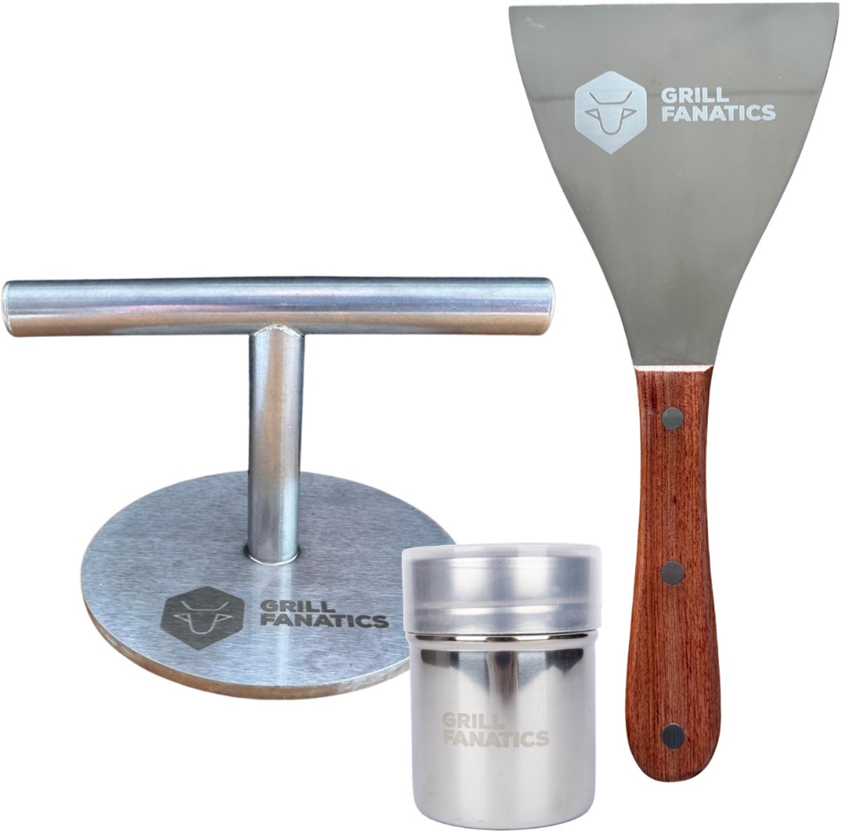 Grill Fanatics Smashburger Kit / Smashburger Press, BBQ Spatel & Rub Shaker